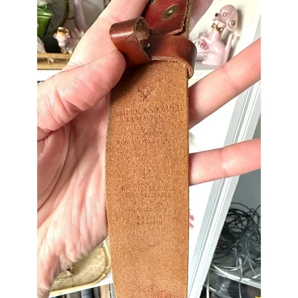 Vintage Y2K American Eagle Outfitters brown leather studded belt size Small - Picture 3 of 6